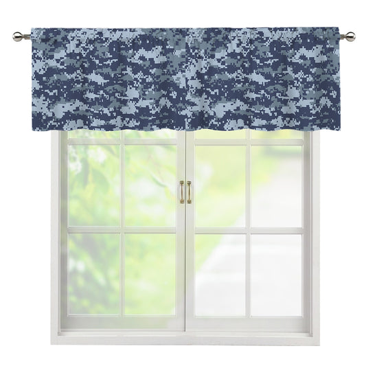 Navy Digital Camo Pattern Print Window Valance