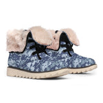 Navy Digital Camo Pattern Print Winter Boots