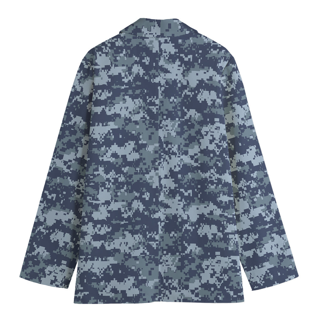 Navy Digital Camo Pattern Print Women's Blazer