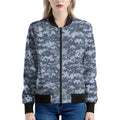 Navy Digital Camo Pattern Print Women's Bomber Jacket