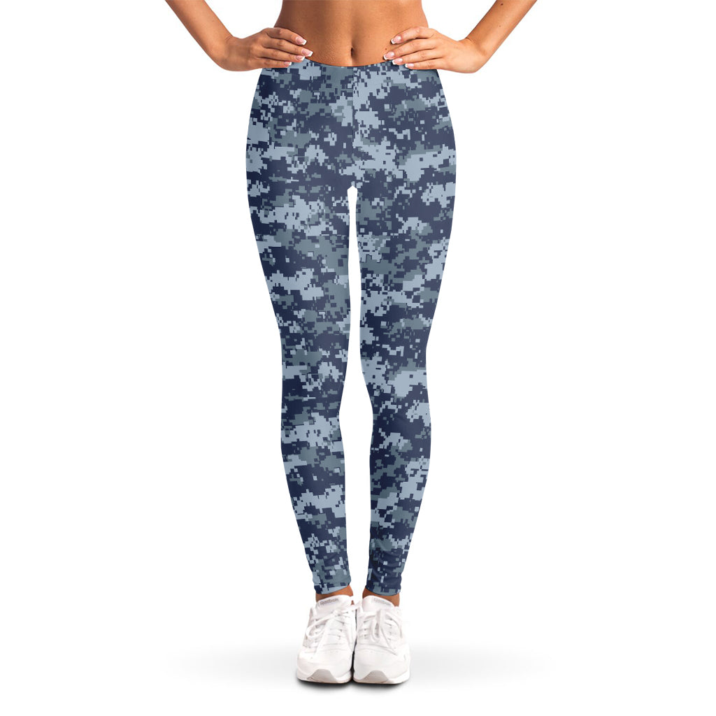 Navy Digital Camo Pattern Print Women's Leggings