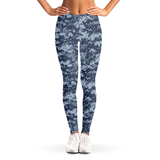 Navy Digital Camo Pattern Print Women's Leggings