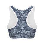 Navy Digital Camo Pattern Print Women's Sports Bra