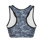 Navy Digital Camo Pattern Print Women's Sports Bra