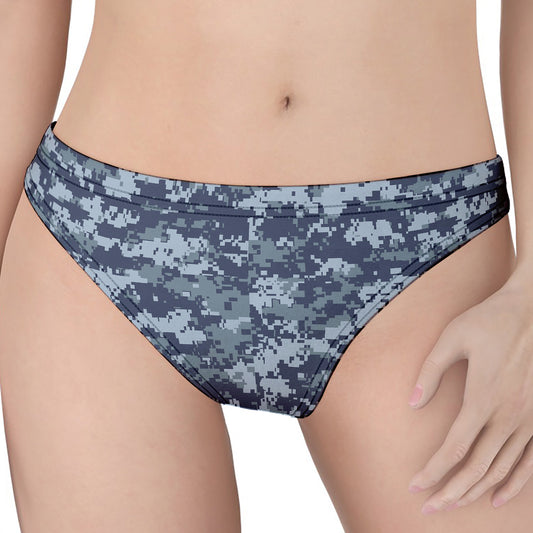 Navy Digital Camo Pattern Print Women's Thong