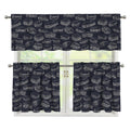 Navy Doodle Sandwich Pattern Print 3 Piece Kitchen Curtains