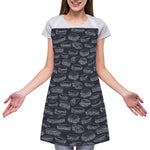 Navy Doodle Sandwich Pattern Print Adjustable Apron