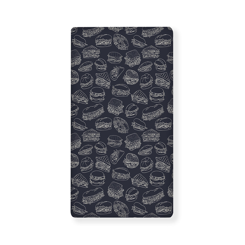 Navy Doodle Sandwich Pattern Print Baby Crib Sheet