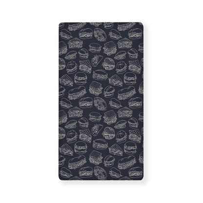 Navy Doodle Sandwich Pattern Print Baby Crib Sheet
