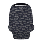 Navy Doodle Sandwich Pattern Print Baby Seat Cover