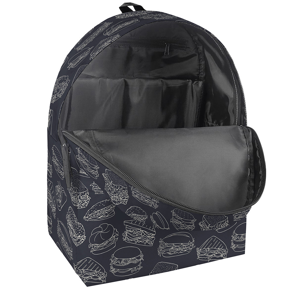 Navy Doodle Sandwich Pattern Print Backpack