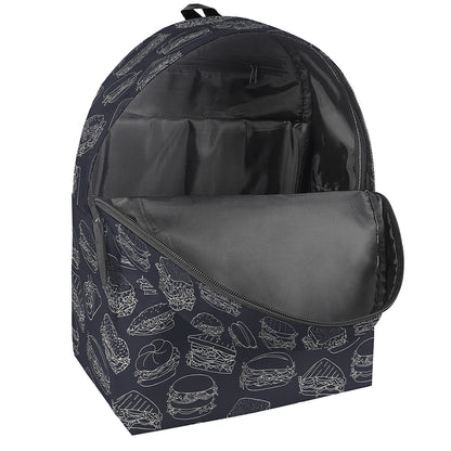 Navy Doodle Sandwich Pattern Print Backpack