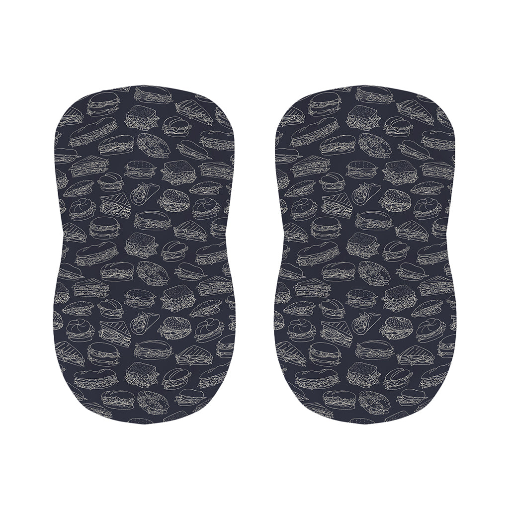 Navy Doodle Sandwich Pattern Print Bar Stool Covers