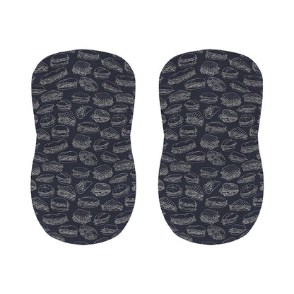 Navy Doodle Sandwich Pattern Print Bar Stool Covers