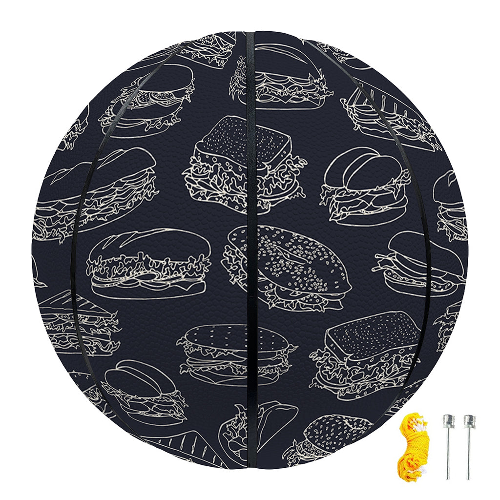 Navy Doodle Sandwich Pattern Print Basketball