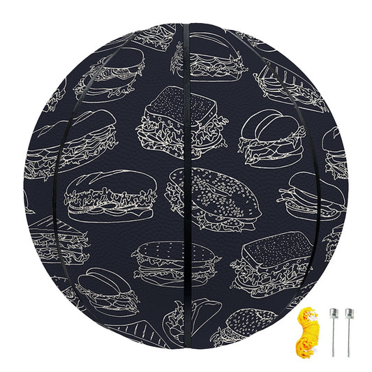 Navy Doodle Sandwich Pattern Print Basketball