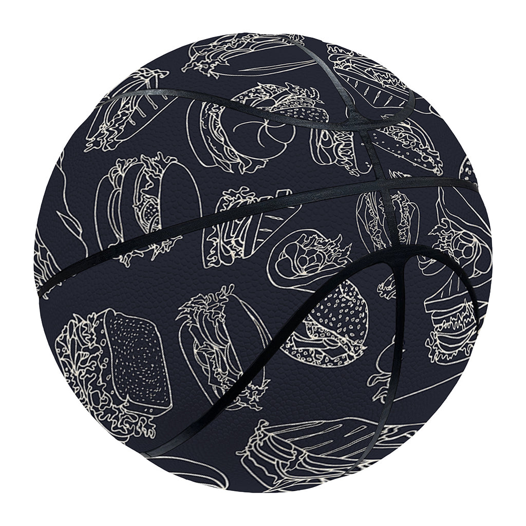 Navy Doodle Sandwich Pattern Print Basketball