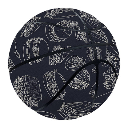 Navy Doodle Sandwich Pattern Print Basketball