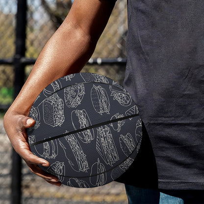 Navy Doodle Sandwich Pattern Print Basketball