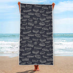 Navy Doodle Sandwich Pattern Print Beach Towel