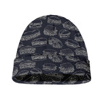 Navy Doodle Sandwich Pattern Print Beanie