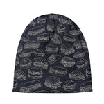 Navy Doodle Sandwich Pattern Print Beanie