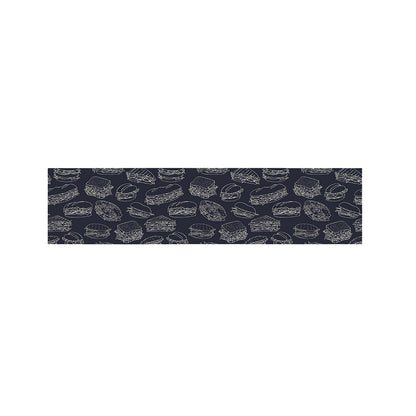 Navy Doodle Sandwich Pattern Print Bed Runner