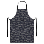 Navy Doodle Sandwich Pattern Print Bib Apron With Pocket