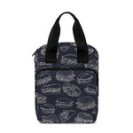Navy Doodle Sandwich Pattern Print Bible Tote Bag