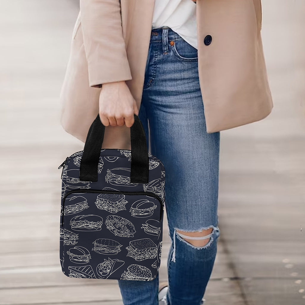 Navy Doodle Sandwich Pattern Print Bible Tote Bag