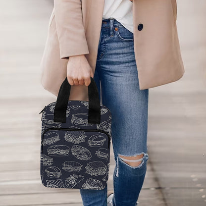 Navy Doodle Sandwich Pattern Print Bible Tote Bag