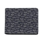Navy Doodle Sandwich Pattern Print Bifold Wallet