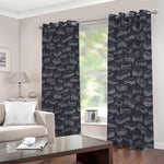 Navy Doodle Sandwich Pattern Print Blackout Grommet Curtains