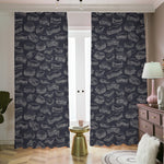Navy Doodle Sandwich Pattern Print Blackout Pencil Pleat Curtains