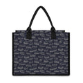 Navy Doodle Sandwich Pattern Print Canvas Tote Bag