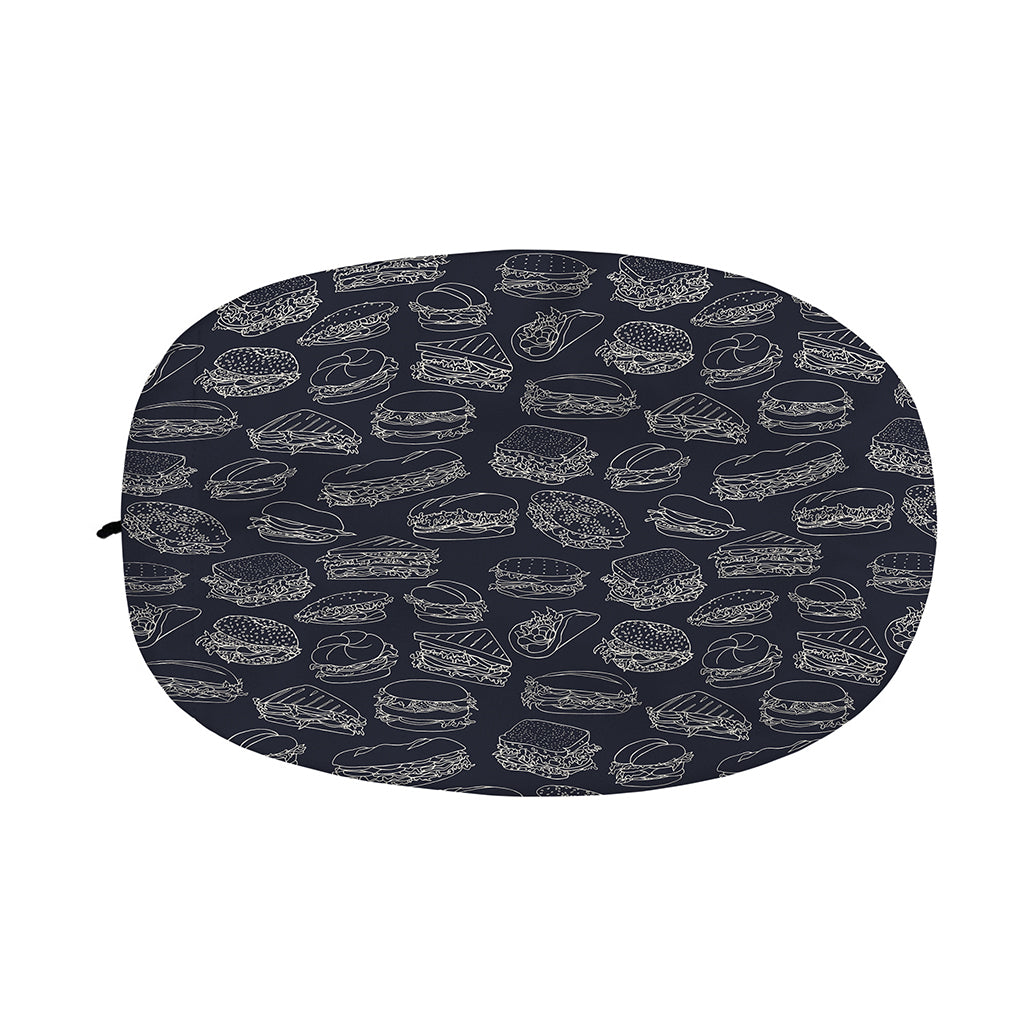 Navy Doodle Sandwich Pattern Print Car Side Mirror Covers