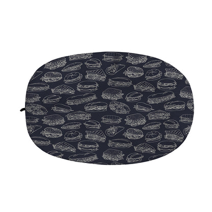 Navy Doodle Sandwich Pattern Print Car Side Mirror Covers