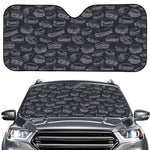 Navy Doodle Sandwich Pattern Print Car Windshield Sun Shade