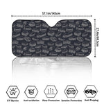 Navy Doodle Sandwich Pattern Print Car Windshield Sun Shade