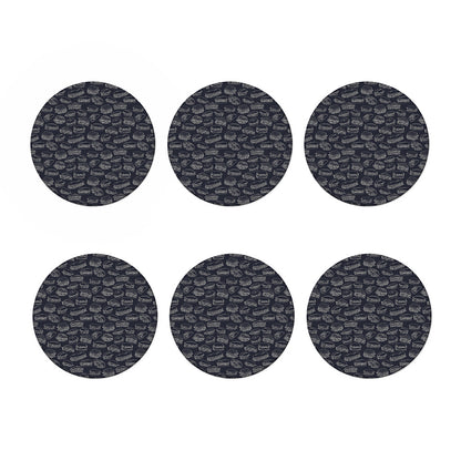 Navy Doodle Sandwich Pattern Print Coaster Set