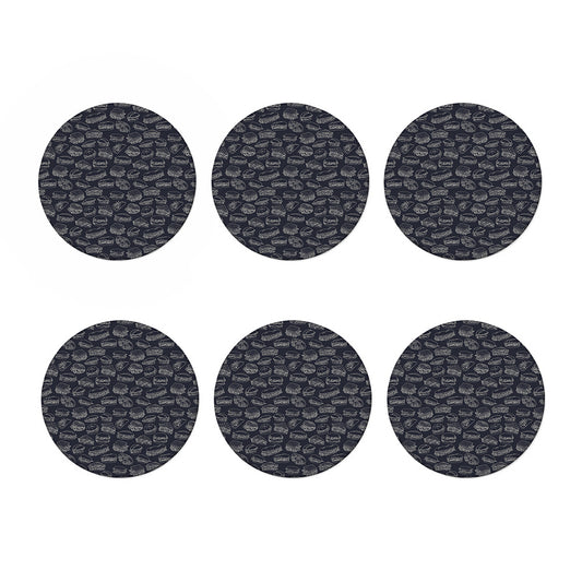Navy Doodle Sandwich Pattern Print Coaster Set