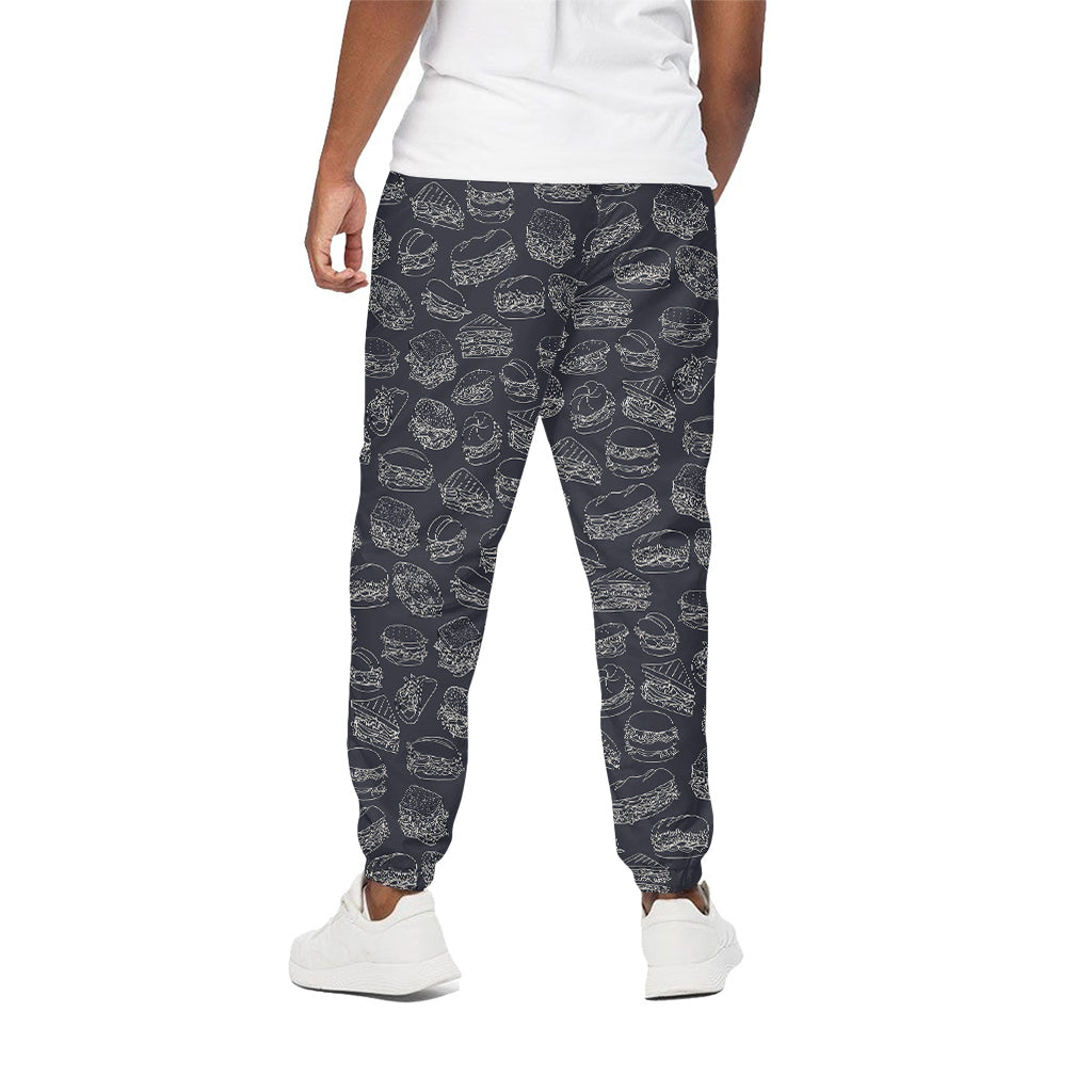 Navy Doodle Sandwich Pattern Print Cotton Pants