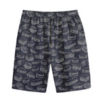 Navy Doodle Sandwich Pattern Print Cotton Shorts