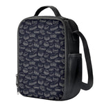 Navy Doodle Sandwich Pattern Print Crossbody Lunch Bag