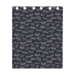 Navy Doodle Sandwich Pattern Print Curtain