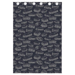 Navy Doodle Sandwich Pattern Print Curtain