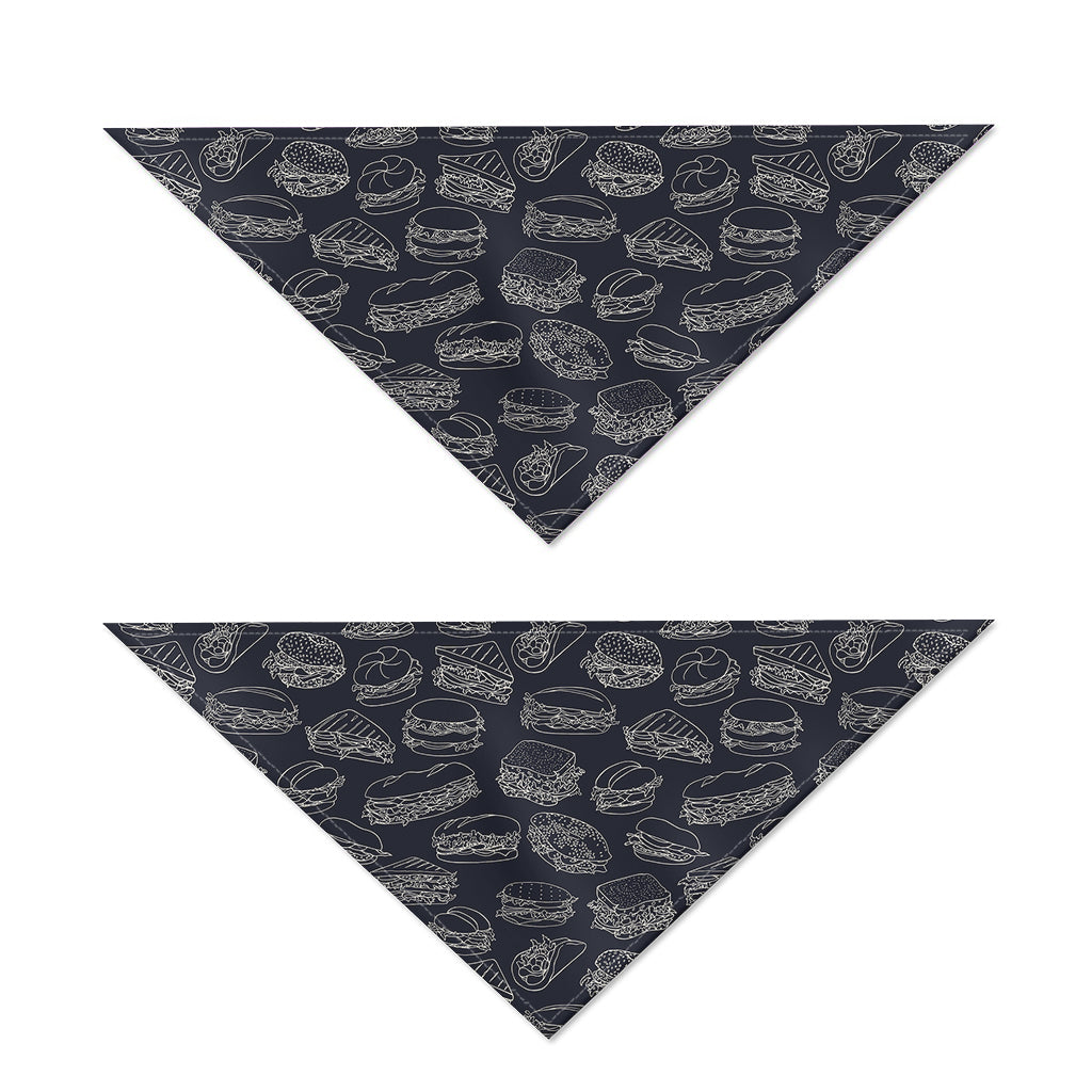 Navy Doodle Sandwich Pattern Print Dog Bandana