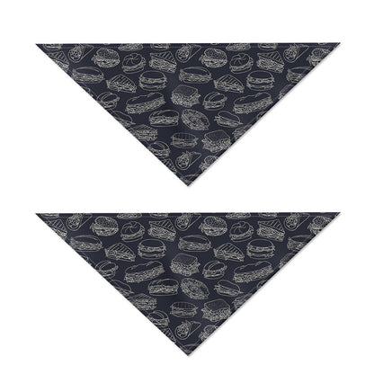 Navy Doodle Sandwich Pattern Print Dog Bandana