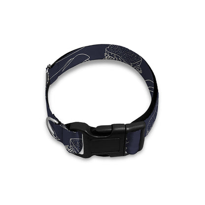 Navy Doodle Sandwich Pattern Print Dog Collar