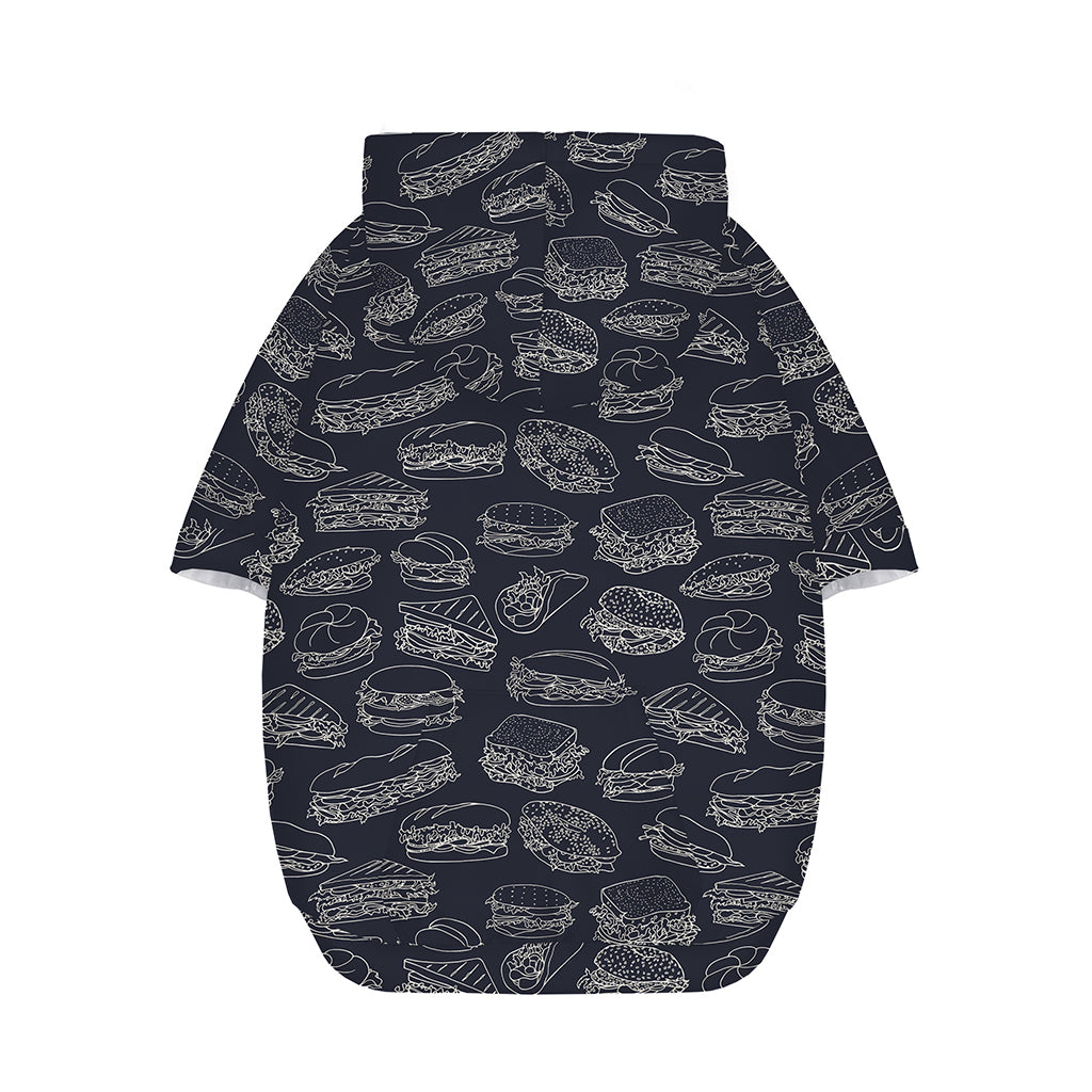 Navy Doodle Sandwich Pattern Print Dog Zip Up Hoodie